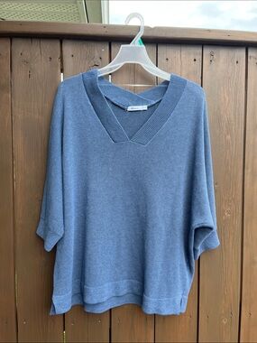 Reitmans XXL V-Neck Knit Sweater in slate /Dusty Blue. Dolman half sleeve